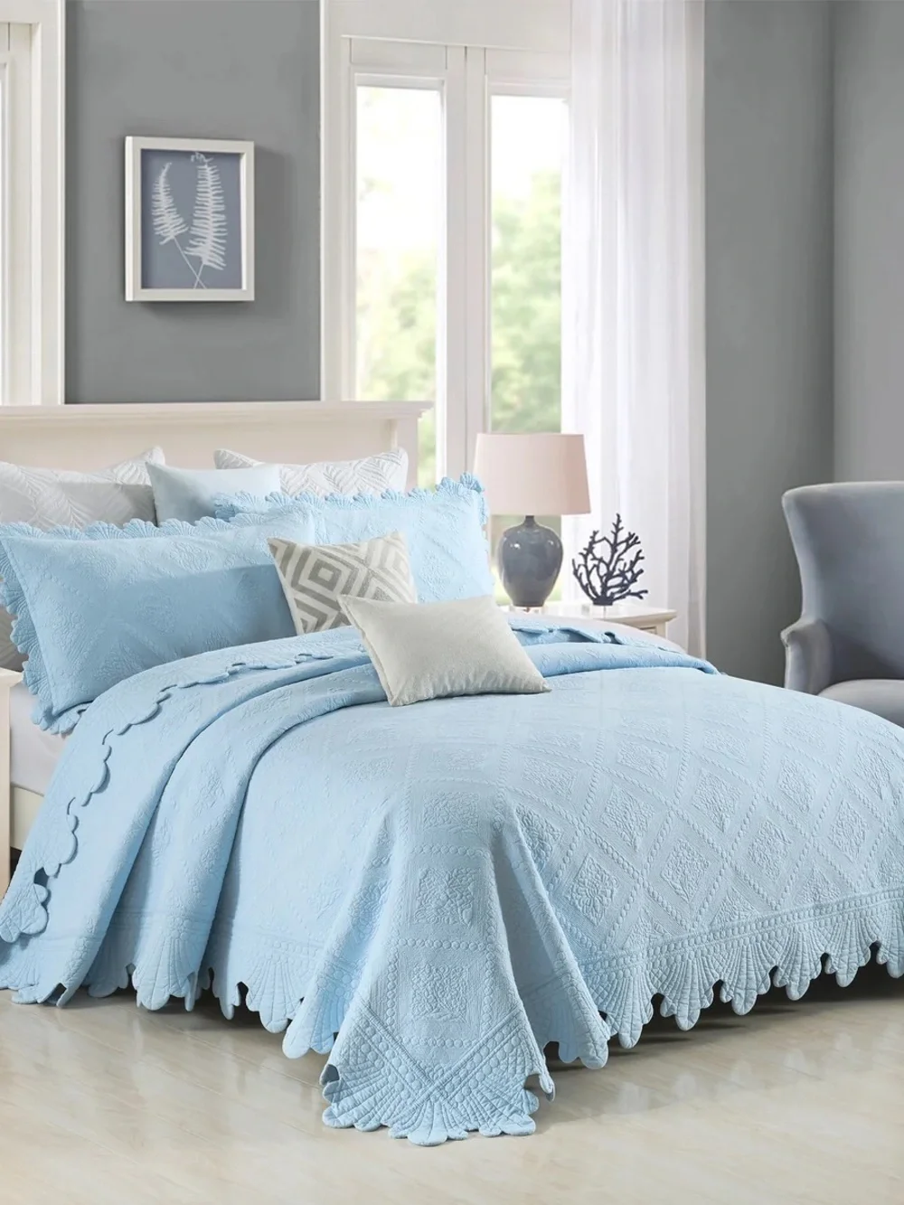 3 PIECE 100% COTTON OVERSIZED LIGHTWEIGHT QUILT BEDSPREAD SET
